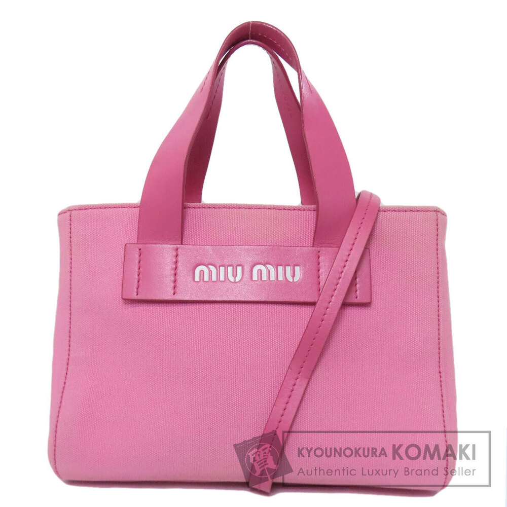 Miu Miu 2way handbag rolled leather top handles crossbody Pink